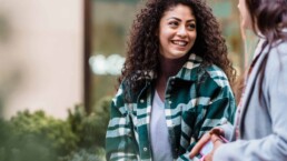 Two women having conversation