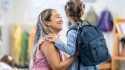 Mom dropping off child