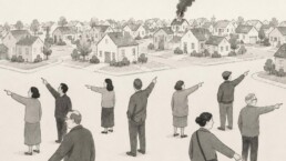 Neighborhood on fire illustration